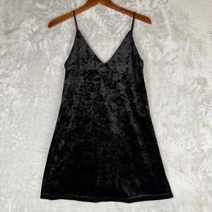 Grunge Kendall & Kylie Black Velvet Slip Dress Spaghetti Strap V Neck Mini